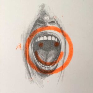 Happiness drawing print art with mouth smiley