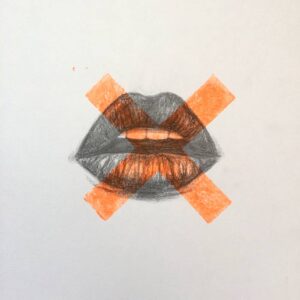 Kisses lips drawing print art